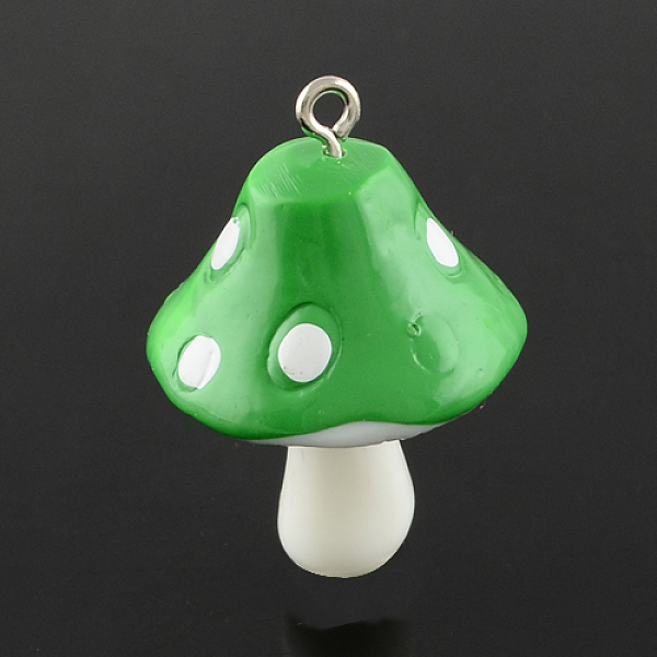 

PandaHall Resin Pendants, Mushroom, Lime Green, 34~36x22~26x22~26mm, Hole: 2mm Resin Vegetables Green