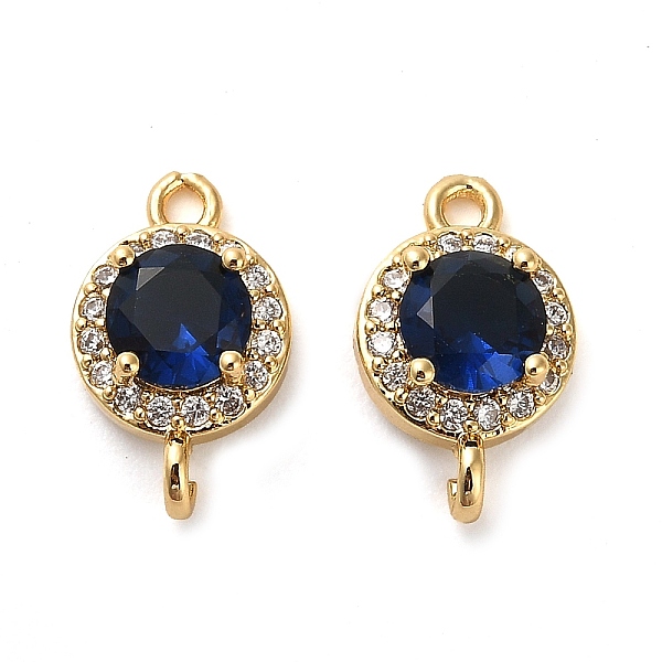 

PandaHall Brass Pave Cubic Zirconia Connector Charms, Flat Round Links, Real 18K Gold Plated, Midnight Blue, 14.5x9x5mm, Hole: 1.5mm...