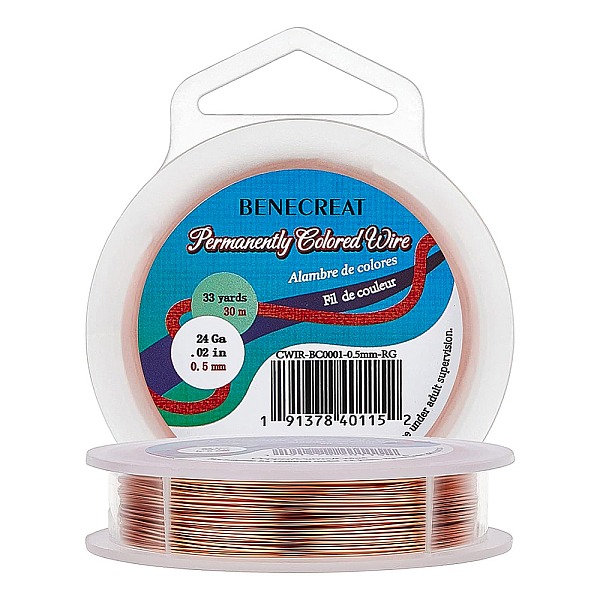 

PandaHall Round Craft Copper Wire, Other Color, 0.5mm, 24 Gauge Copper Round