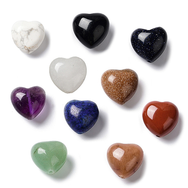 

PandaHall Natural & Synthetic Mixed Gemstone Beads, Heart, Mixed Dyed and Undyed, 14.5~15x14.5~15x8.5~9mm, Hole: 1mm Mixed Stone Heart