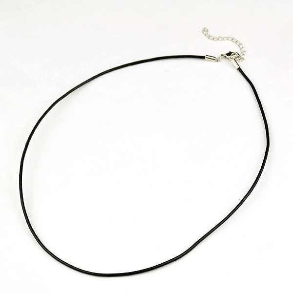 

PandaHall Leather Cord Necklace Making, with Zinc Alloy Lobster Claw Clasps and Brass Findings, Nickel Free, Platinum Metal Color, Black...