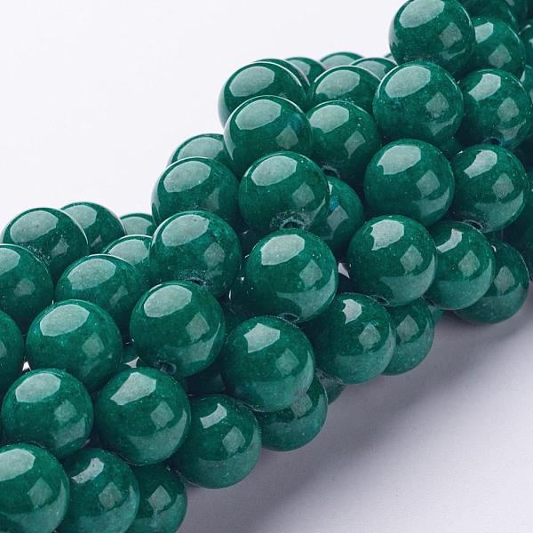 

PandaHall Natural Mashan Jade Round Beads Strands, Dyed, Dark Green, 10mm, Hole: 1mm, about 41pcs/strand, 15.7 inch Mashan Jade Round Green