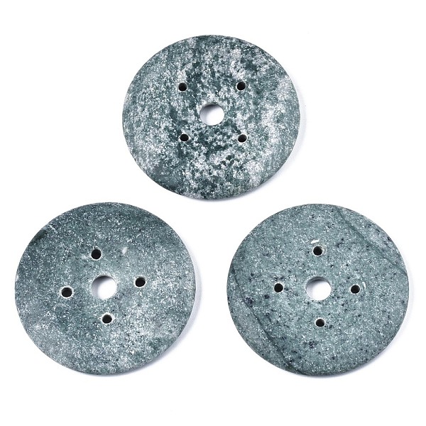 

PandaHall Natural Green Spot Jasper Big Pendants, Donut/Pi Disc, 59~60x7mm, Hole: 3~8mm Green Spot Jasper Donut