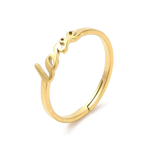 

PandaHall Ion Plating(IP) 304 Stainless Steel Finger Rings, Word Love Adjustable Rings for Women, Real 18K Gold Plated, Inner Diameter: 17mm...