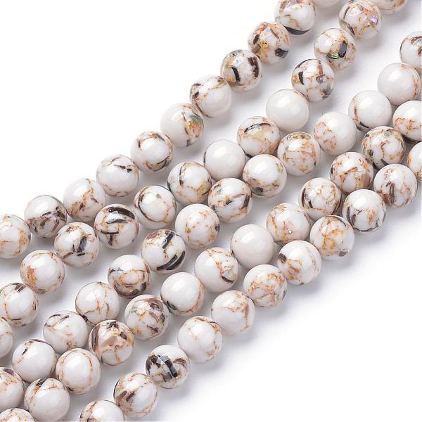 

PandaHall Assembled Synthetic Turquoise and Shell Beads Strands, Dyed, Round, White, 4mm, Hole: 0.5mm, about 95pcs/strand, 15.7 inch...