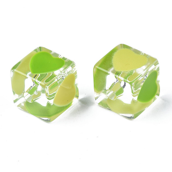 

PandaHall Transparent Acrylic Beads, with Enamel, Cube with Heart, Lime Green, 14.5x14x14mm, Hole: 3mm Acrylic Cube