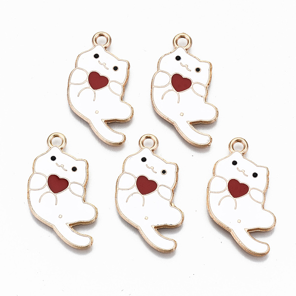 

PandaHall Alloy Enamel Pendants, Cat with Red Heart, Golden, Cadmium Free & Nickel Free & Lead Free, Creamy White, 30.5x16x1mm, Hole: 2mm...
