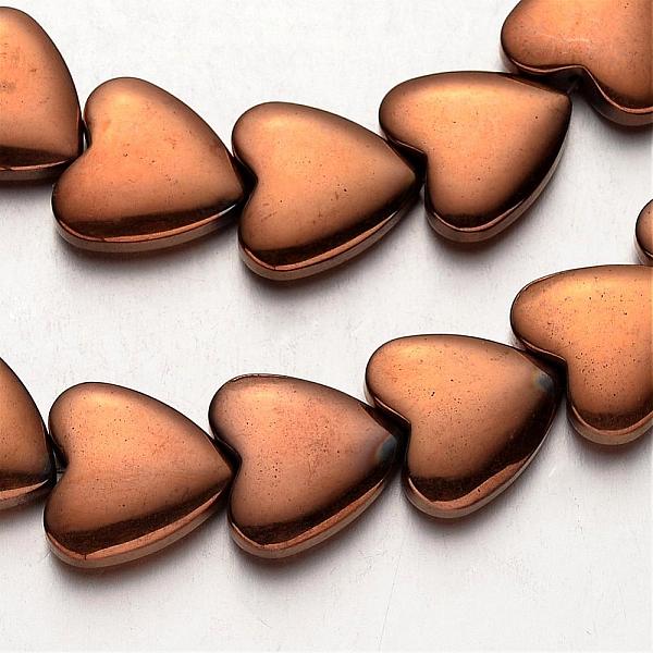 

PandaHall Electroplate Non-magnetic Synthetic Hematite Bead Strands, Heart, Copper Plated, 15x15x5mm, Hole: 1mm, about 31pcs/strand, 15.7...