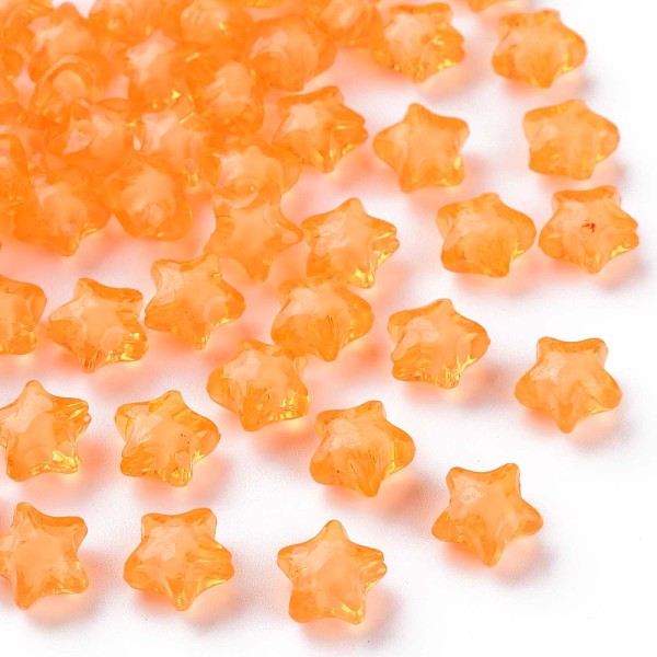 

PandaHall Transparent Acrylic Beads, Bead in Bead, Faceted, Star, Dark Orange, 10.5x11x7mm, Hole: 2mm, about 1280pcs/500g Acrylic Star