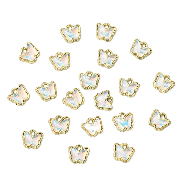 ラックメッキ合金ガラスチャーム20個