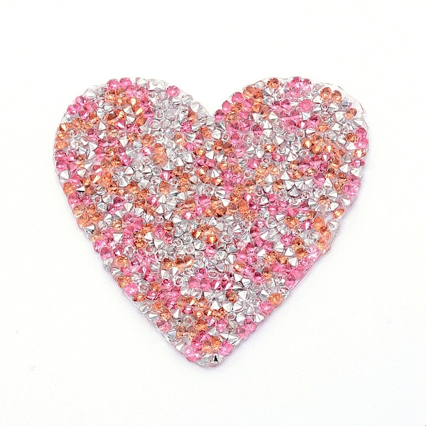 

PandaHall Glitter Hotfix Rhinestone, Hot Melt Adhesive on the Back, Costume Accessories, Heart, Light Rose, 67x70x2.5mm Resin Rhinestone..., Pink
