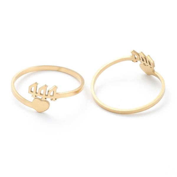 

PandaHall Ion Plating(IP) 201 Stainless Steel Cuff Rings, Open Rings, Numbers 4 with Heart, Real 18K Gold Plated, Number 4: 5x8.5mm, US Size...
