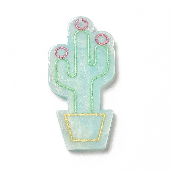 

PandaHall Printed Opaque Acrylic Pendants, Cactus Pattern, 39.5x19.5x2.5mm, Hole: 1.6mm Acrylic Cactus