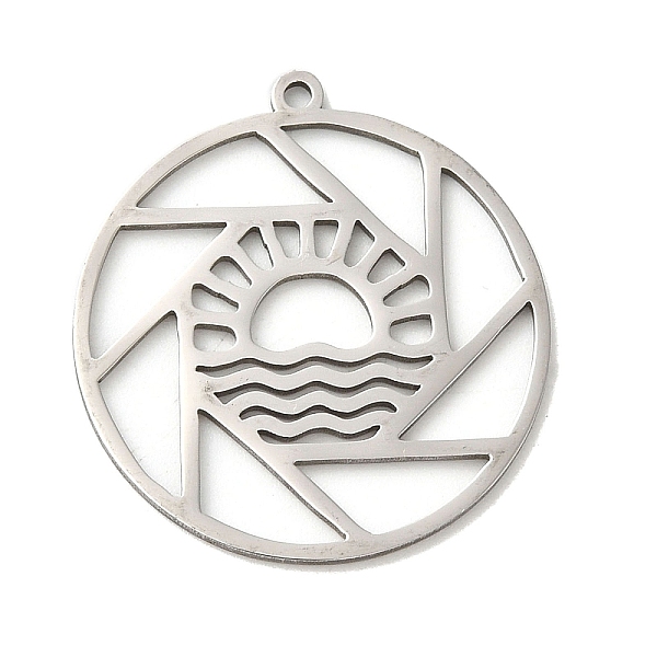 

PandaHall 201 Stainless Steel Pendants, Sun-Wave Circle, Stainless Steel Color, 27x25x1mm, Hole: 1.4mm 201 Stainless Steel Flat Round