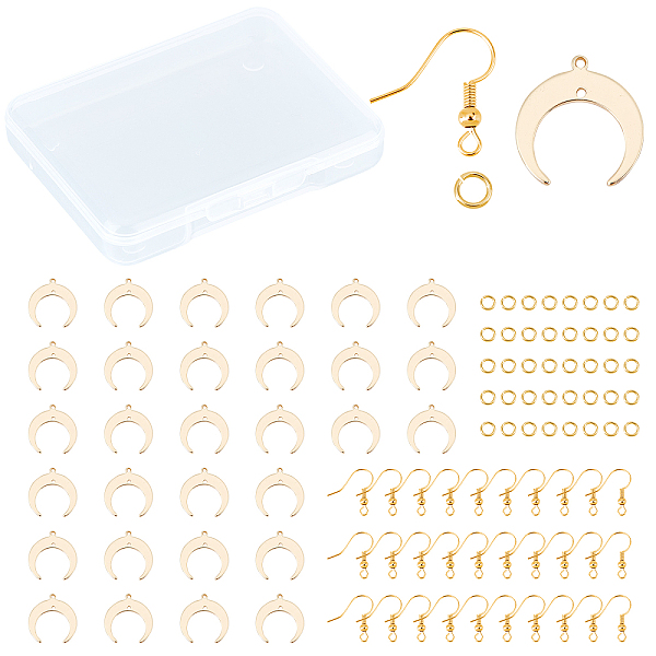 

PandaHall CREATCABIN 1 Box 15 Pairs Moon Connector Charms 18K Gold Plated Brass Links Vintage Galaxy Space Crescent Moon Shaped Dangle...