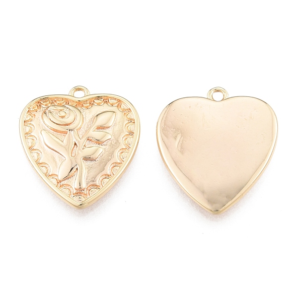 

PandaHall Brass Pendants, Cadmium Free & Nickel Free & Lead Free, Heart with Rose, Real 18K Gold Plated, 18x15.5x2.5mm, Hole: 1.2mm Brass...