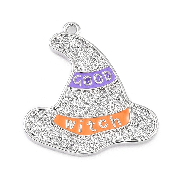 

PandaHall Rack Plating Brass Cubic Zirconia Pendants, Enamel, Lead Free & Cadmium Free, Long-Lasting, Hat Charm, Platinum, 22.5x21.5x2mm..., Silver