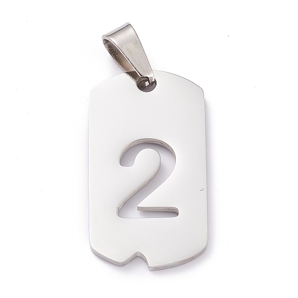 

PandaHall 304 Stainless Steel Pendants, Rectangle with Number, Stainless Steel Color, Num.2, 27.5x14.5x1.5mm, Hole: 7.5x3mm 304 Stainless...