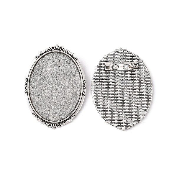 

PandaHall Oval Tibetan Style Brooch Cabochon Settings, with Iron Back Bar Pins, Cadmium Free & Lead Free, Antique Silver, Tray: 40x30mm...