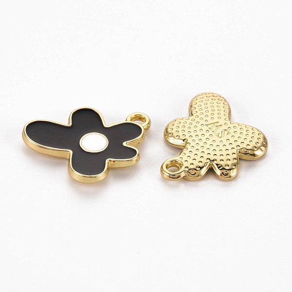 

PandaHall Rack Plating Light Gold Alloy Enamel Pendants, Cadmium Free & Lead Free, Flower, Black, 17x16x2mm, Hole: 1.6mm Alloy+Enamel Flower...