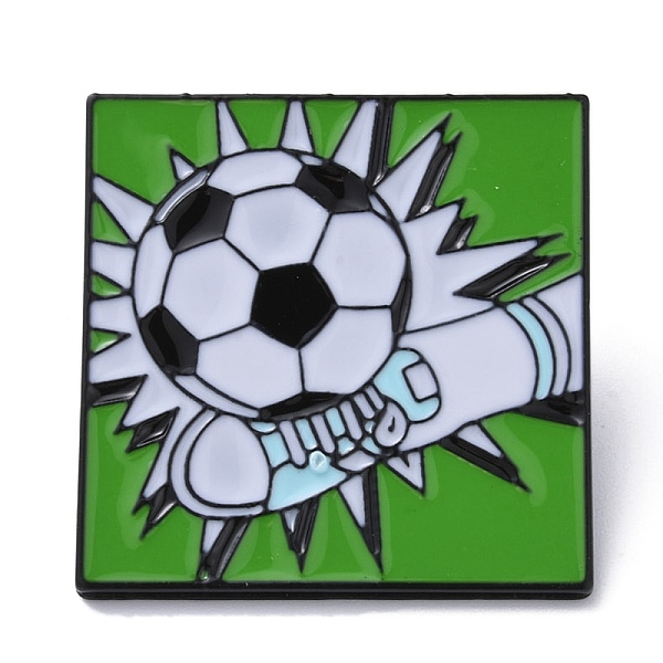 

PandaHall Black Alloy Brooches, Football Enamel Pins, for Backpack Clothe, Square, 28.5x28x1.5mm Alloy+Enamel Square