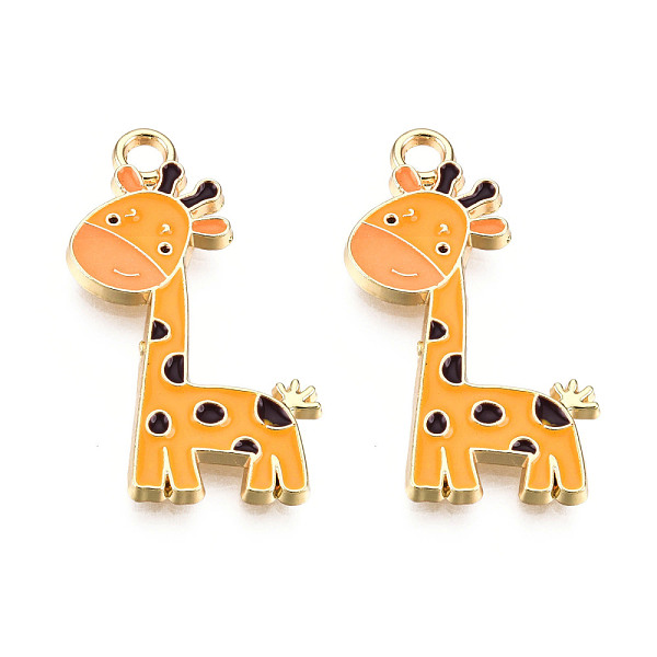 

PandaHall Alloy Enamel Pendants, Light Gold, Giraffe, Orange, 27x12x2mm, Hole: 2mm Alloy+Enamel Other Animal Orange