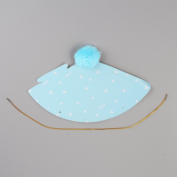 

PandaHall Paper Pompon Party Hats, with Polyester and Iron Rope, Birthday Gifts, for Girl Birthday Party Supplies, Sky Blue, 185x110mm Paper...