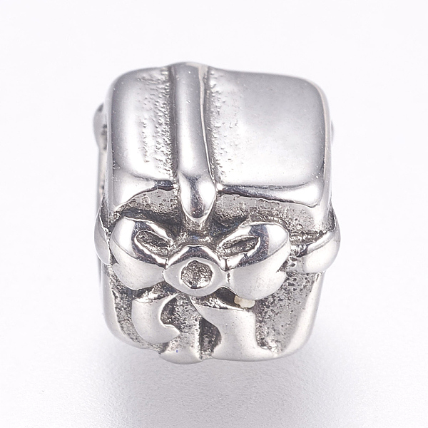

PandaHall 304 Stainless Steel European Beads, Large Hole Beads, Gift, Antique Silver, 9x9x10mm, Hole: 5mm 304 Stainless Steel