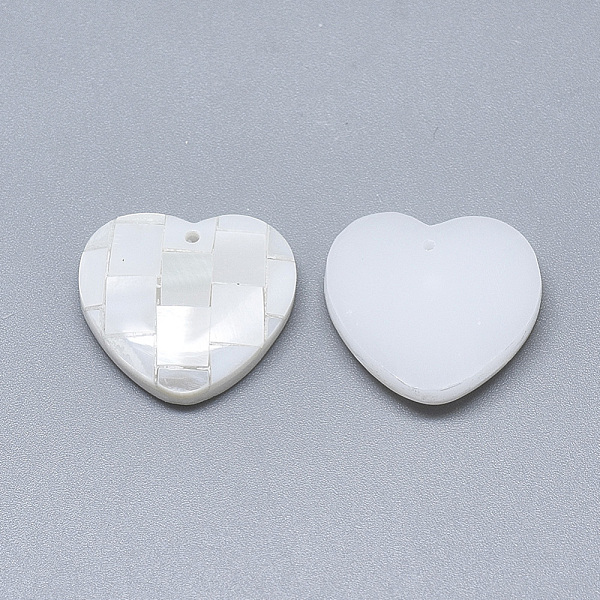 

PandaHall Shell Pendants, with Resin Bottom, Heart with Mosaic Pattern, Seashell Color, 18x19.5x4.5mm, Hole: 0.8mm Shell Heart