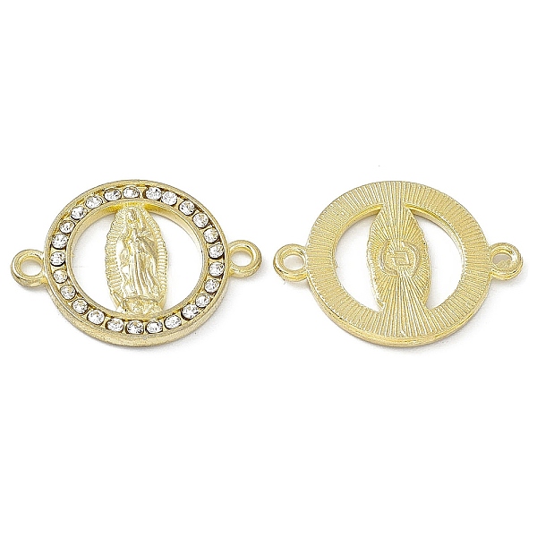 

PandaHall Religion Alloy Connector Charms, with Crystal Rhinestone, Flat Round Links with Virgin Pattern, Golden, 18x24x2mm, Hole: 1.8mm..., Clear