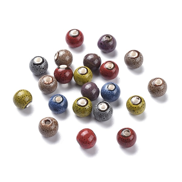 

PandaHall Handmade Fancy Antique Glazed Porcelain Beads, Round, Mixed Color, 10mm Porcelain Round Multicolor