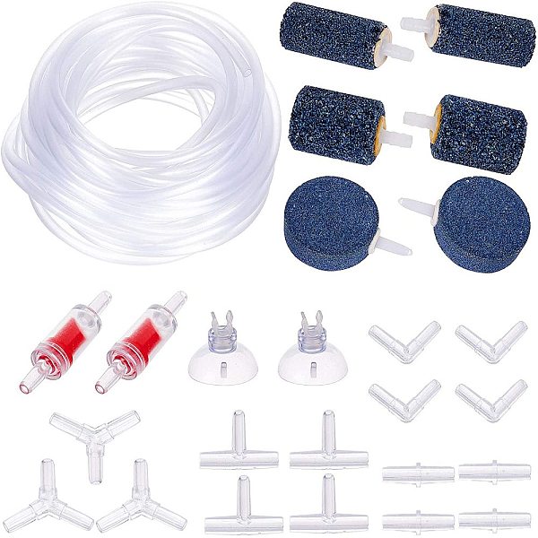 

PandaHall Fish Tool Sets, Include Cylinder Bubble Diffuser Airstones, Plastic Suction Cups & Airline Tubing & Aquarium Air Valve Connector &..., Multicolor