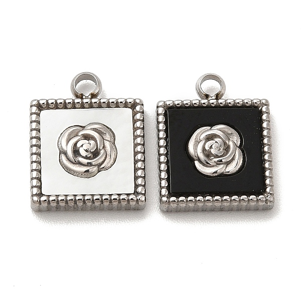 

PandaHall 304 Stainless Steel Charms, with Shell & Acrylic, Square with Rose, Stainless Steel Color, 13.5x10.5x3mm, Hole: 1.8mm 304..., Multicolor