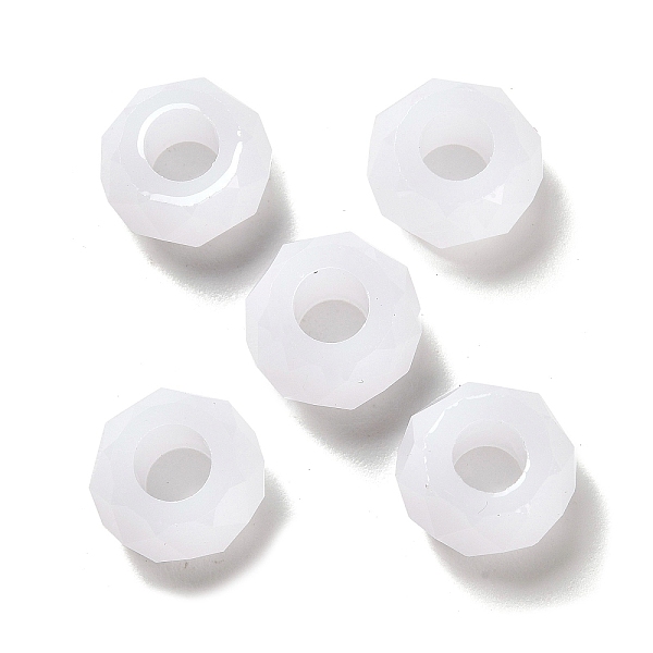 

PandaHall Resin European Beads, Large Hole Beads, Faceted, Rondelle, White, 13.5x8mm, Hole: 5.5mm Resin Rondelle White