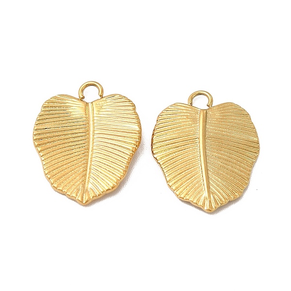 

PandaHall Ion Plating(IP) 304 Stainless Steel Pendants, Leaf Charm, Real 18K Gold Plated, 18x14x2mm, Hole: 2mm 304 Stainless Steel Leaf