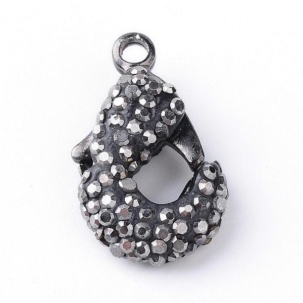 

PandaHall Brass Lobster Claw Clasps, with Polymer Clay Rhinestone, Gunmetal, 20x14x7mm, Hole: 2mm Brass+Rhinestone Others