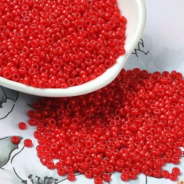 

PandaHall Baking Paint Glass Seed Beads, Donut, Red, 8/0, 2.5~3x1~1.5mm, Hole: 1~1.2mm, about 40909pcs/1pound Glass Donut Red