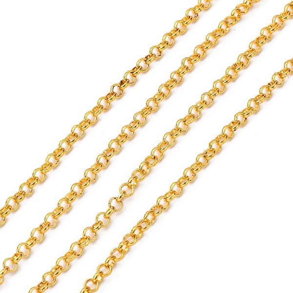 

PandaHall Iron Rolo Chains, Round, Belcher Chain, with Spool, Unwelded, Lead Free, Golden, 3x1mm Iron