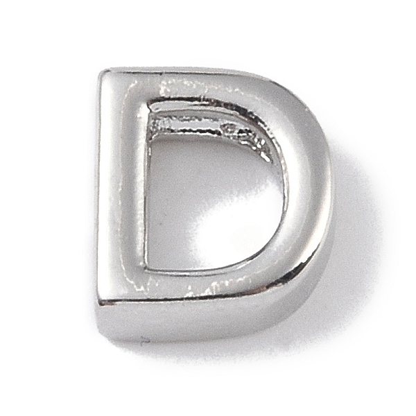 

PandaHall Brass Pendants, Letter Charms, Platinum, Letter D, 8x7x3mm, Hole: 1.5mm Brass Letter D