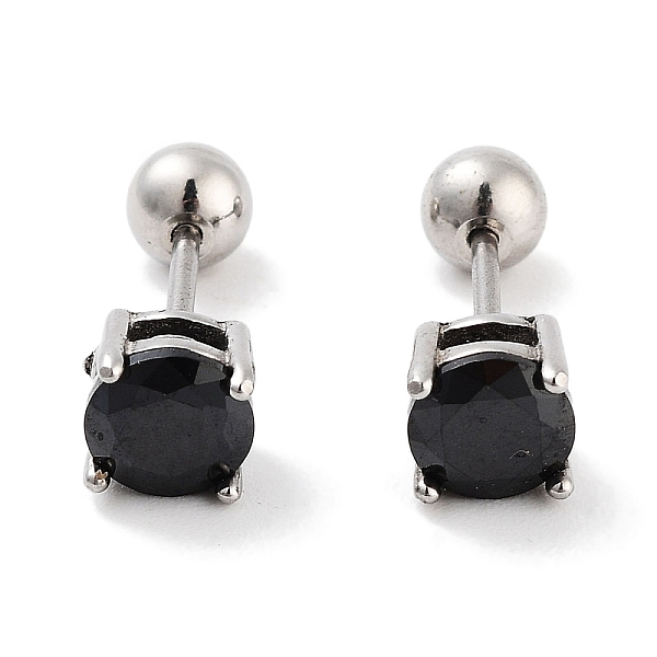 

PandaHall Square 316 Surgical Stainless Steel Pave Cubic Zirconia Ear False Plugs for Women Men, Stainless Steel Color, Black, 5x5mm 316...