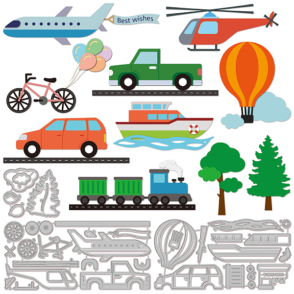 PandaHall GLOBLELAND 35Pcs Transportation Cutting Dies Metal Truck Car Helicopter Die Cuts Embossing Stencils Template for Paper Card Making...