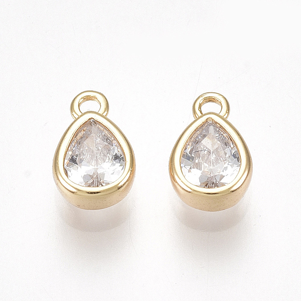 

PandaHall Brass Cubic Zirconia Charms, teardrop, Clear, Nickel Free, Real 18K Gold Plated, 6x4x2mm, Hole: 0.8mm Brass+Cubic Zirconia...