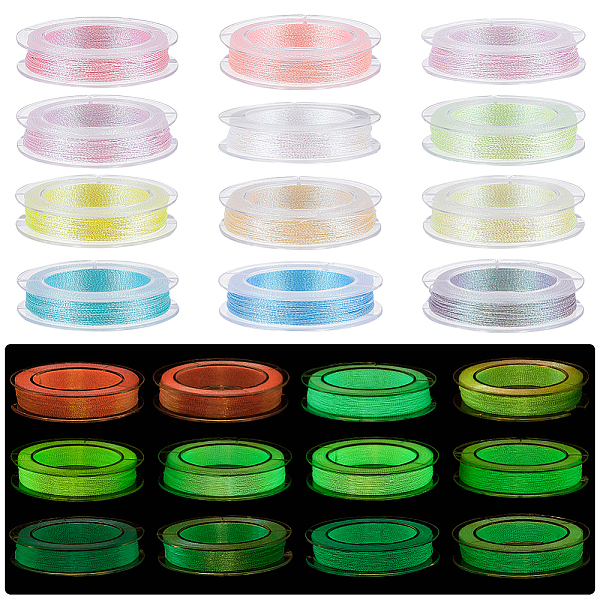 

PandaHall 12 Rolls 12 Colors 3-Ply Polycotton(Polyester Cotton) Embroidery Floss, Luminous Thread, Iridescent Thread, for Hand & Machine..., Multicolor