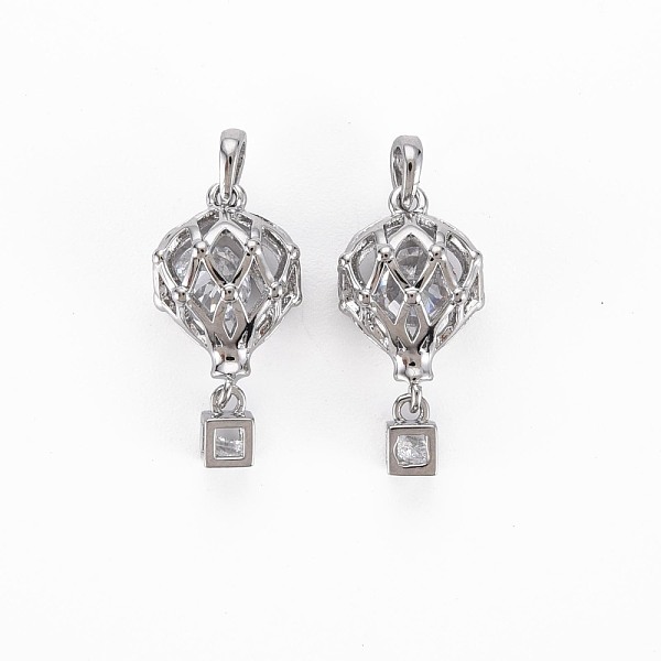 

PandaHall Brass Micro Pave Clear Cubic Zirconia Pendants, Nickel Free, Square, Real Platinum Plated, 21x9x6mm, Hole: 2x2mm, square: 5x3x3mm...