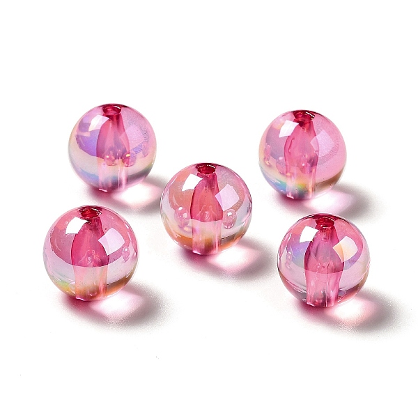 

PandaHall UV Plating Rainbow Iridescent Acrylic Beads, Round, Misty Rose, 15~15.5x15.5~16mm, Hole: 2.7mm Acrylic Round