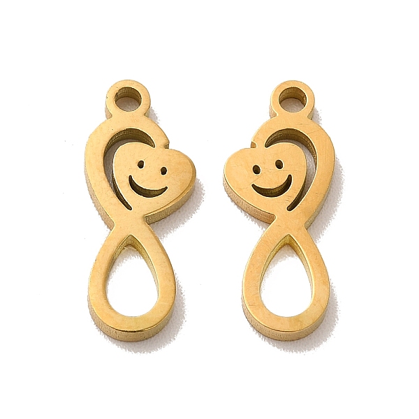 

PandaHall Ion Plating(IP) 304 Stainless Steel Pendants, Laser Cut, Infinity with Heart Charms, Golden, 15x6x1.5mm, Hole: 1.4mm 304 Stainless...