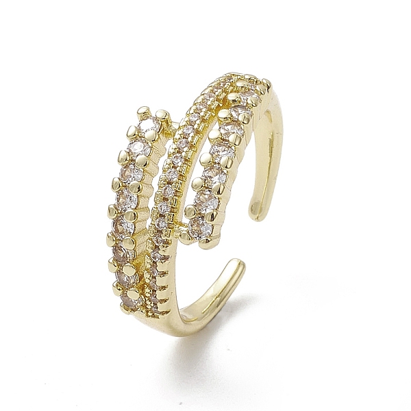 

PandaHall Rack Plating Brass Micro Pave Cubic Zirconia Open Cuff Ring, Real 18K Gold Plated, Inner Diameter: 17.6mm Brass+Cubic Zirconia..., Clear