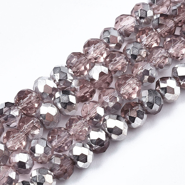

PandaHall Electroplate Glass Bead Strands, Half Silver Plated, Faceted, Rondelle, Pale Violet Red, 4x3mm, Hole: 1mm, about 120~128pcs/strand...