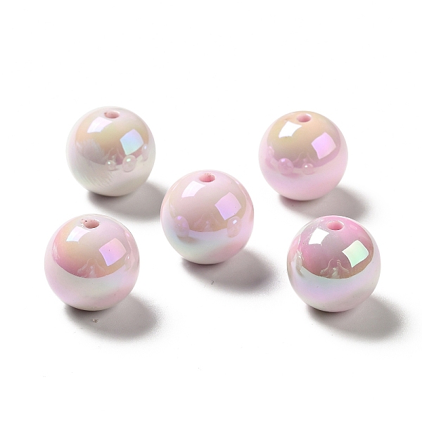 

PandaHall UV Plating Opaque Rainbow Iridescent Acrylic Beads, Round, Pink, 16.5~17.5x17~18mm, Hole: 2.7mm Acrylic Round Pink
