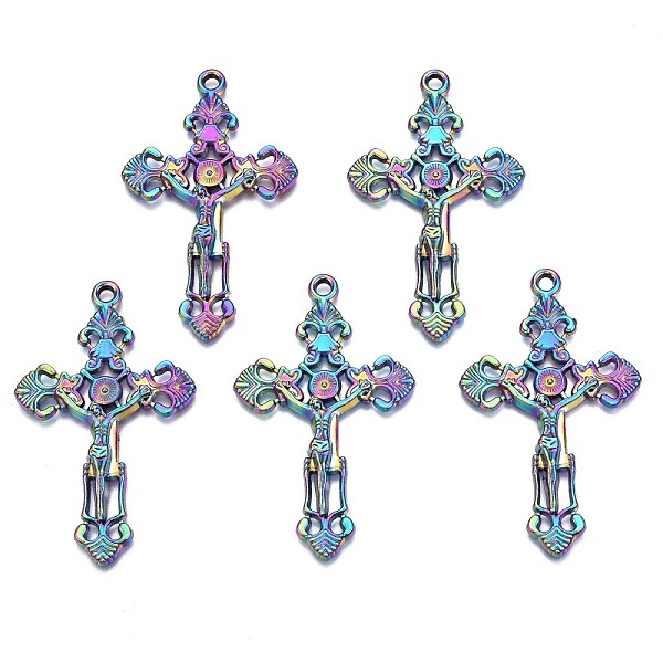 

PandaHall Rainbow Color Alloy Big Pendants, Cadmium Free & Nickel Free & Lead Free, Cross, 51x30.5x3mm, Hole: 2.5mm Alloy Cross